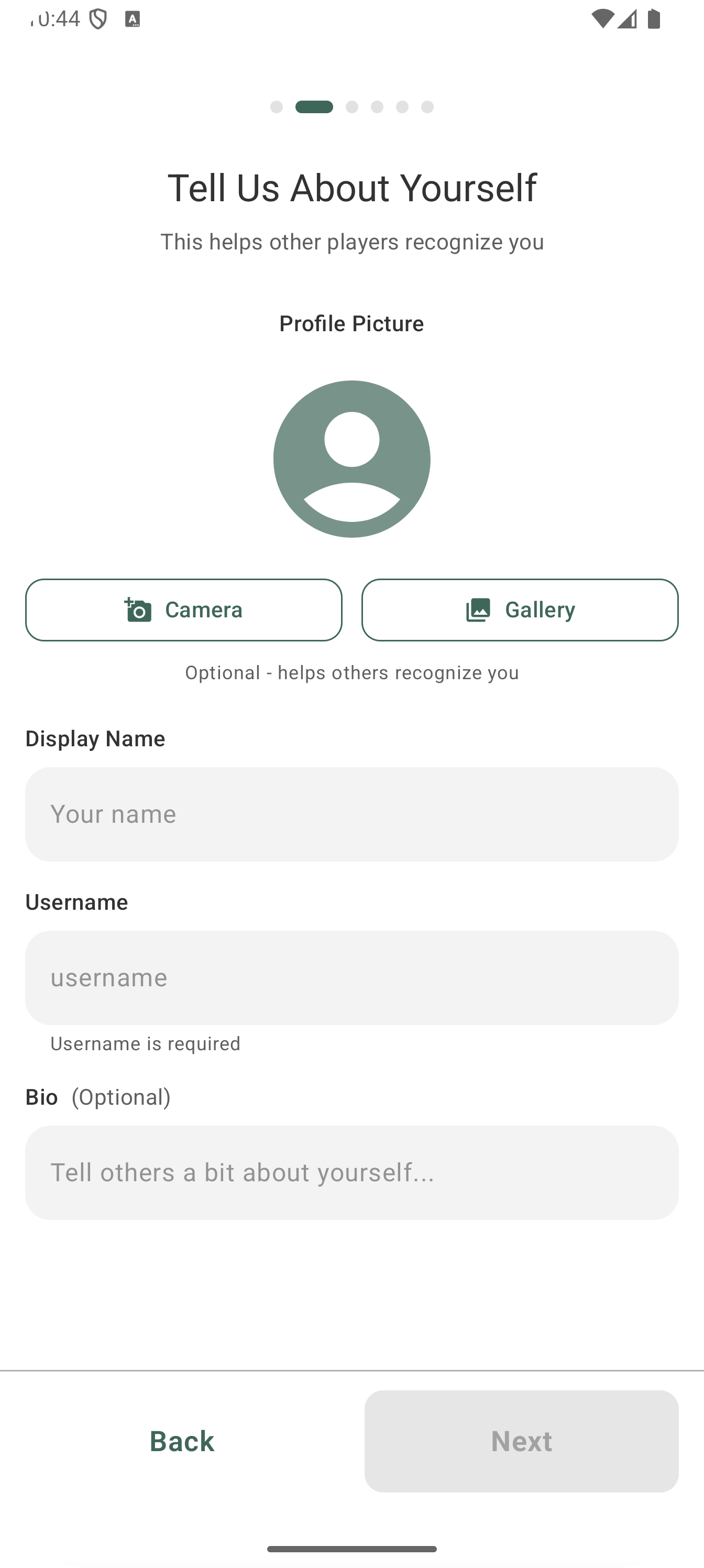 Create your profile