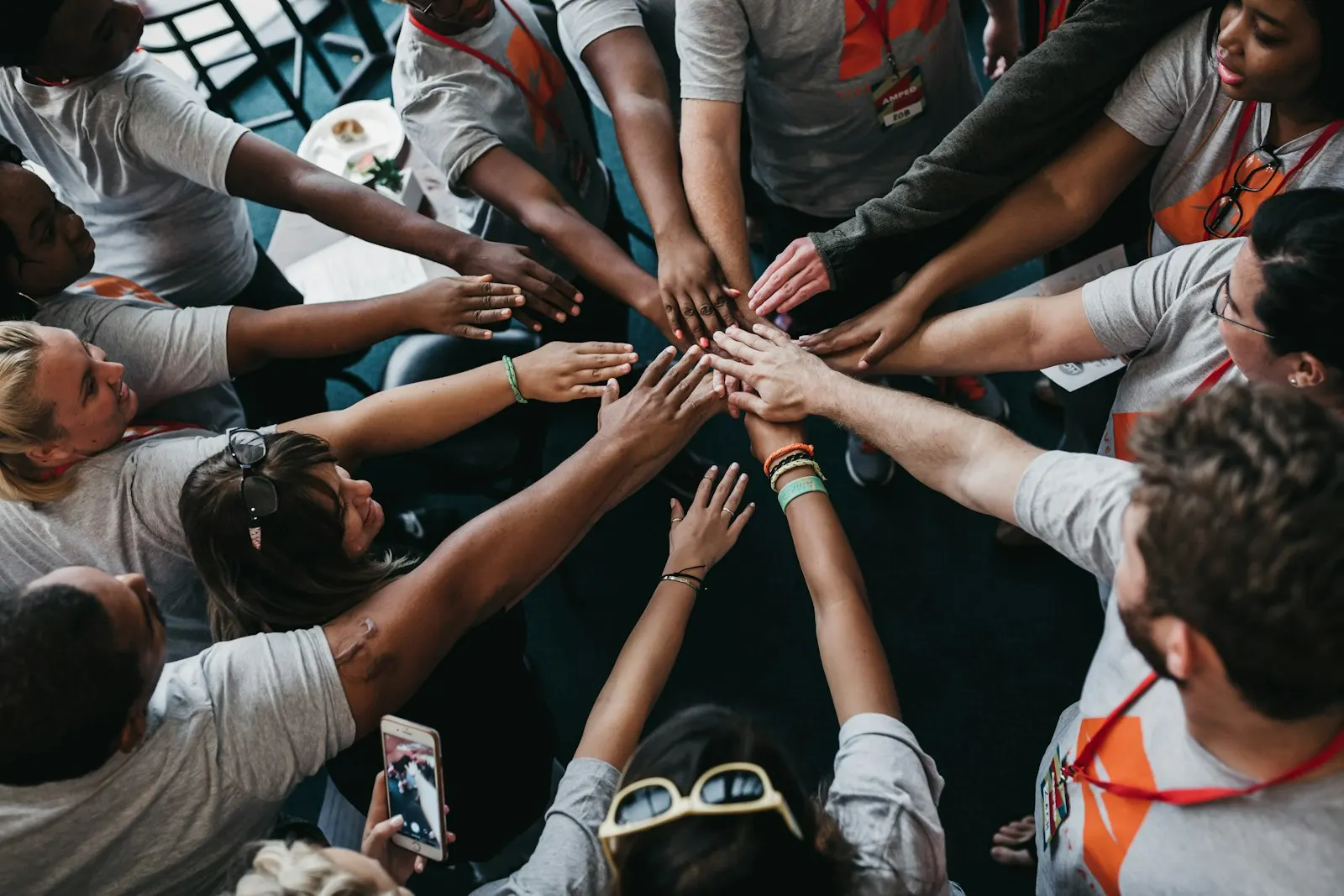 A club huddling before a game