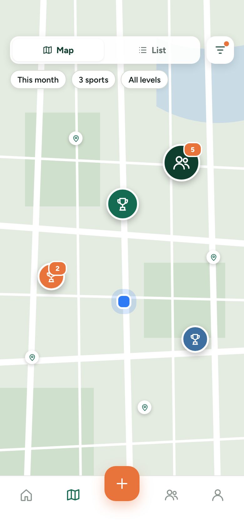 Map of nearby games